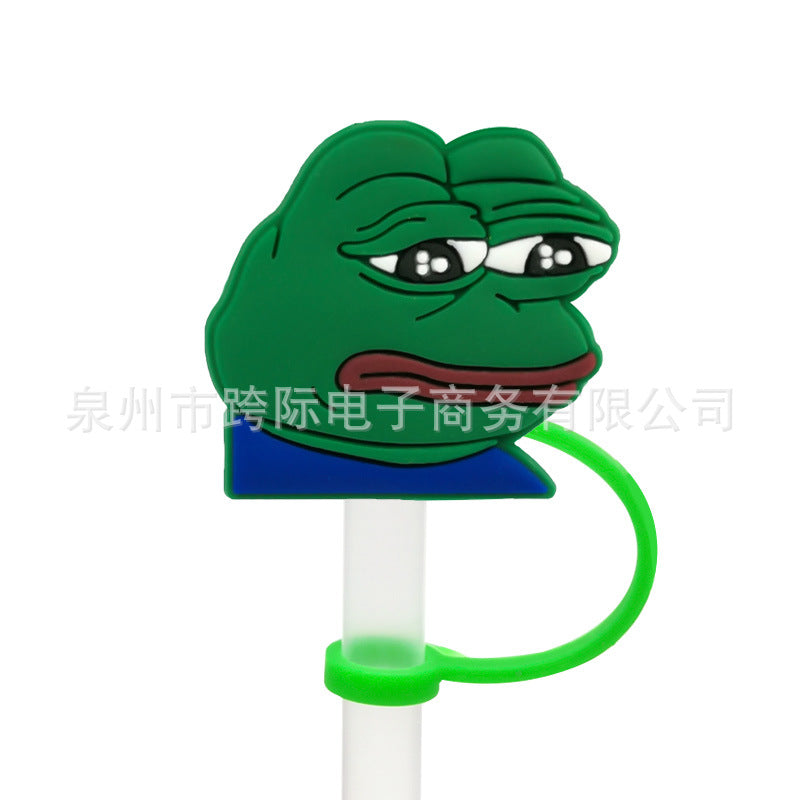 Wholesale 10 pcs Cartoon frog series straw cover straw cap silicone dust plug